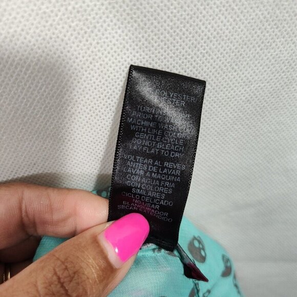 Wishful Park Green Button Up Skull Printed Blouse Top Sheer Women Size L 3/4 Slv - Picture 8 of 8